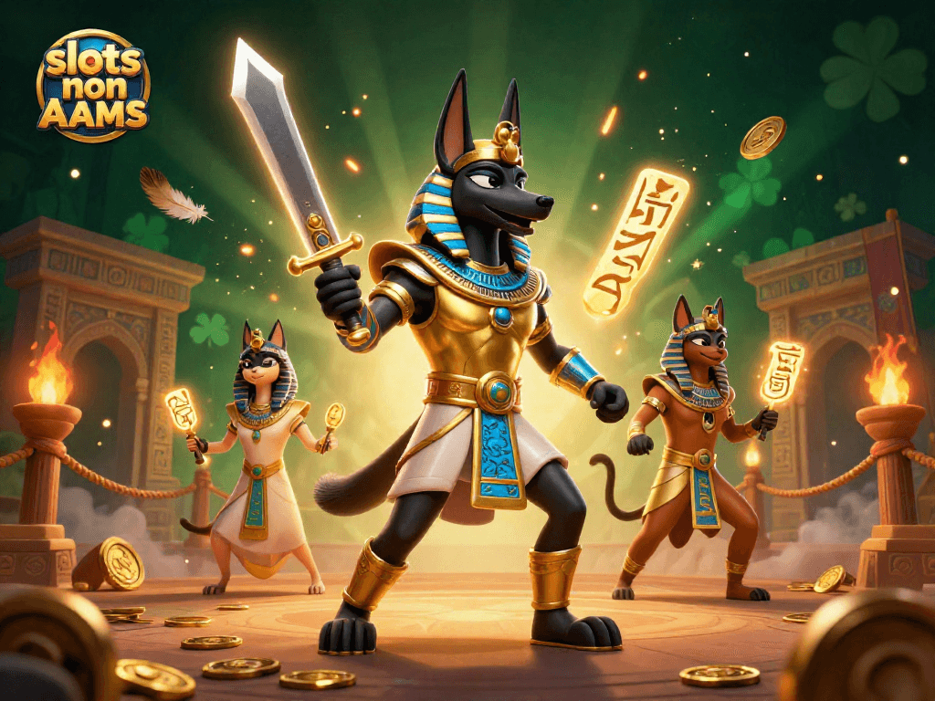 Gioca alle slots non AAMS con Anubis e Bastet in una scena di giungla d'azzardo avvincente.