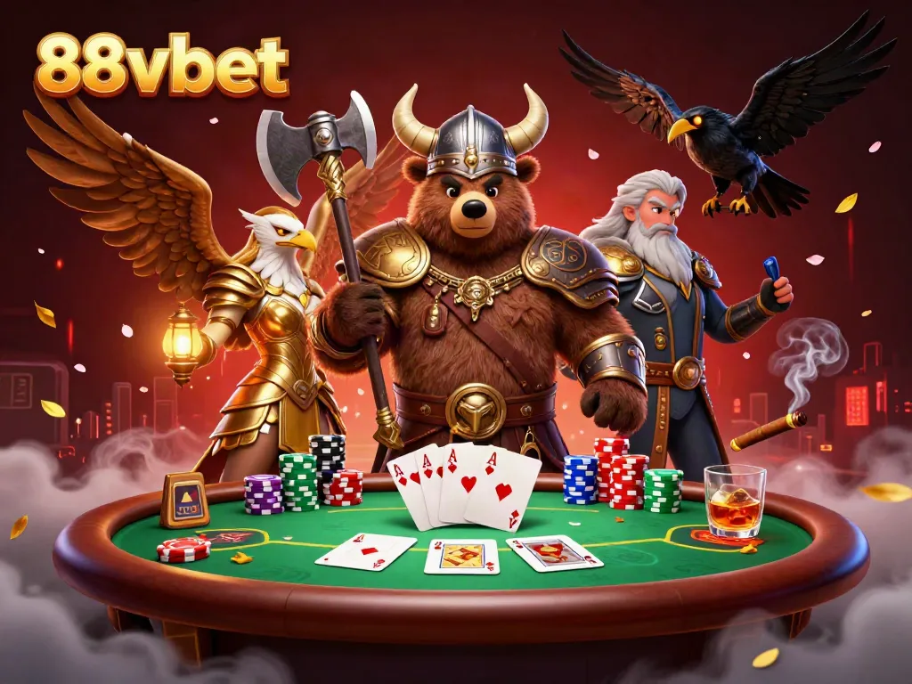 Engage with thrilling gaming action at 88vbet, featuring vibrant casino characters and elements.