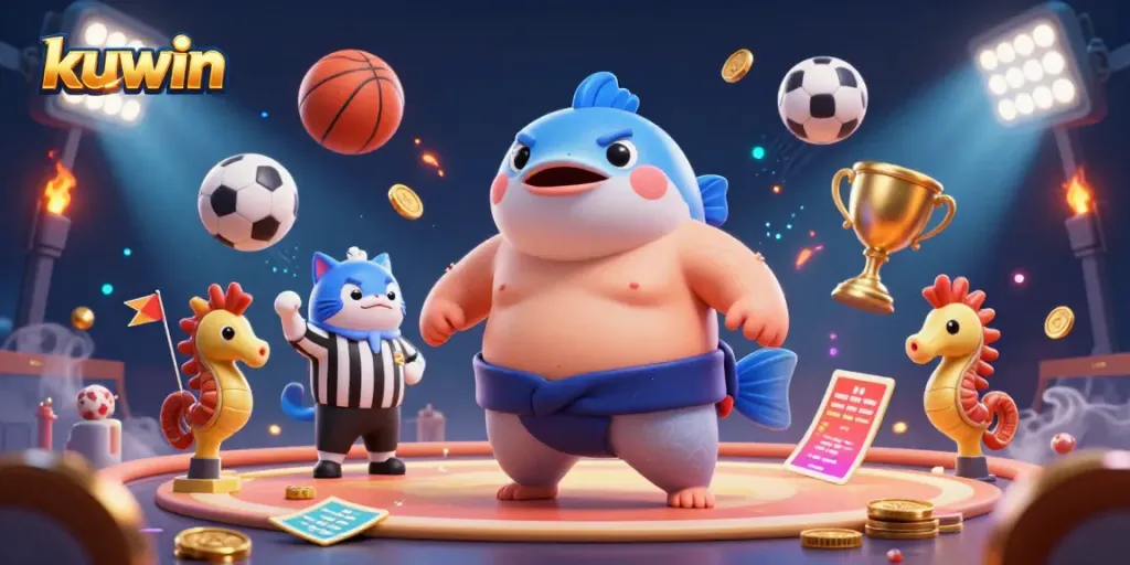 Experience an exciting underwater gambling scene with kuwin elements, featuring a dynamic fugu and engaging activities.