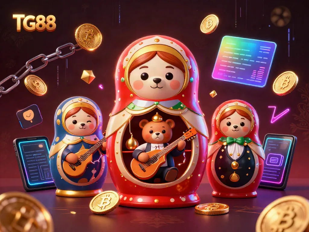 Experience the excitement of TG88 with vibrant 3D bears dressed as casino dealers surrounded by crypto coins.