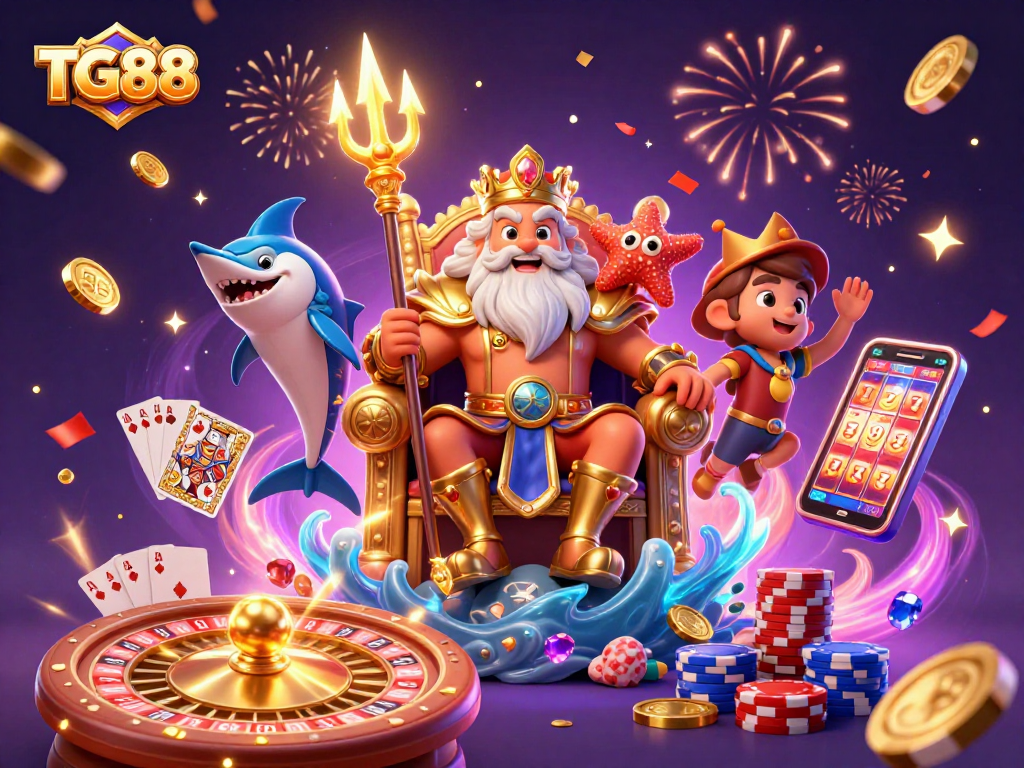 Experience thrilling gameplay at TG88 with vibrant casino elements and dynamic characters.