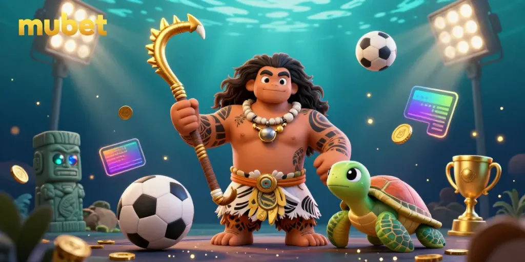 Engage with exciting betting at mubet, featuring vibrant 3D elements celebrating sports action and rewards.