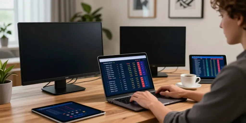 Engaging user experience on fabet's online betting platform with laptop and gaming devices.