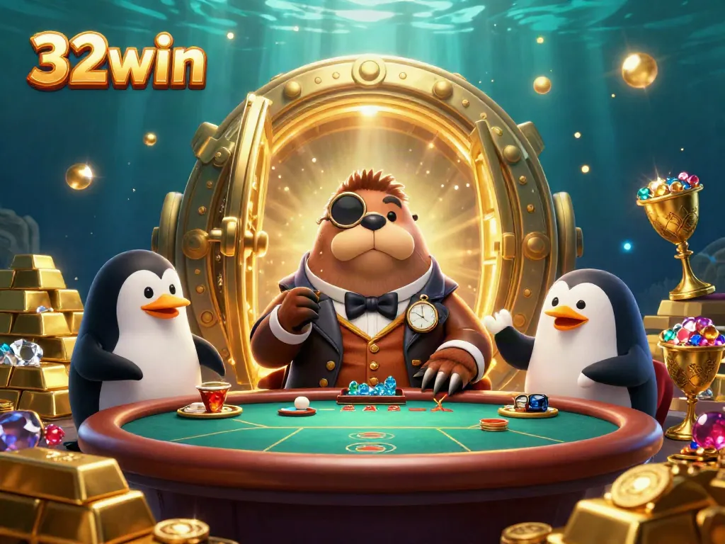 Join the thrilling underwater poker game with a jolly walrus and friends at 32win's casino!