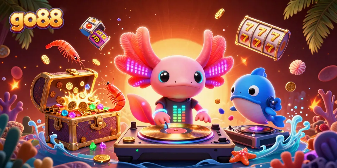 Spin golden slot reels with go88's vibrant underwater casino scene featuring aquatic characters