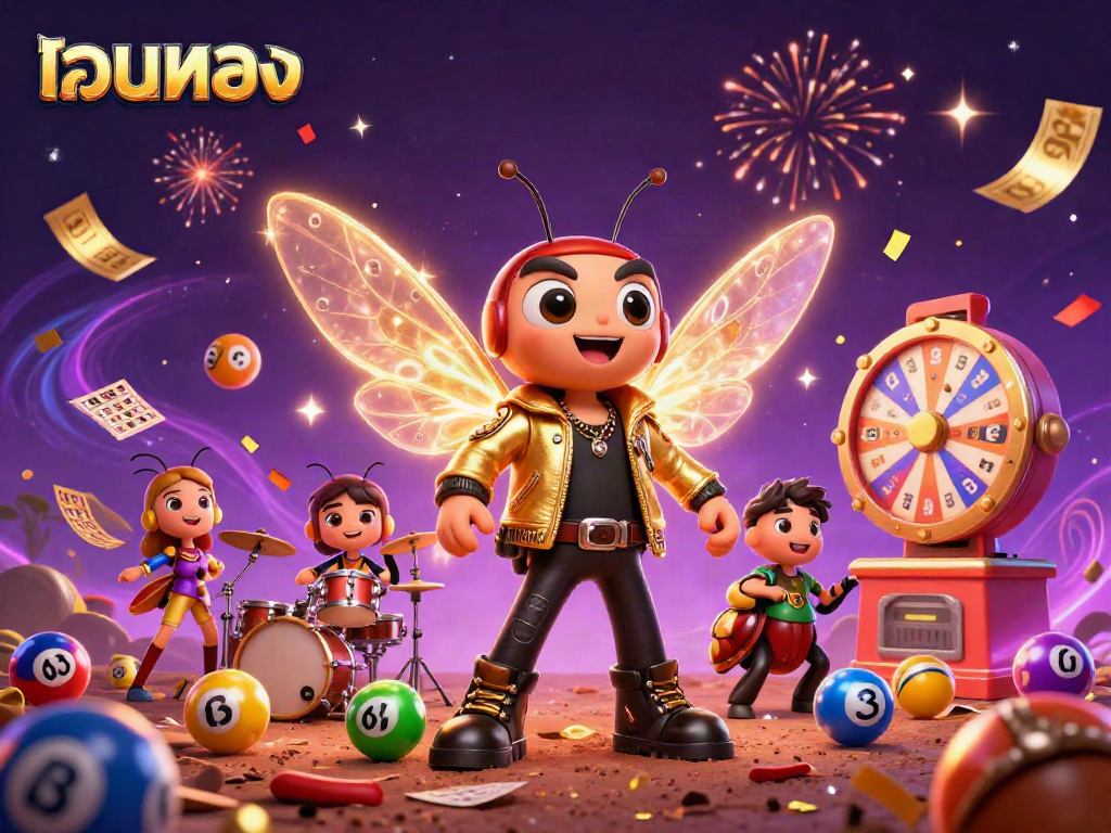 Experience vibrant gameplay with เว็บตรง as animated lottery characters celebrate winning moments.