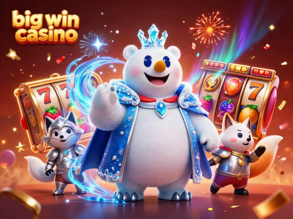 Experience the excitement of big win casino with this vibrant 3D illustration featuring a polar bear and fox.