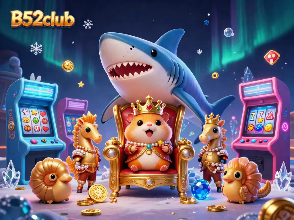 Engage in thrilling gameplay at B52club with vibrant 3D casino characters and dynamic slot machines.