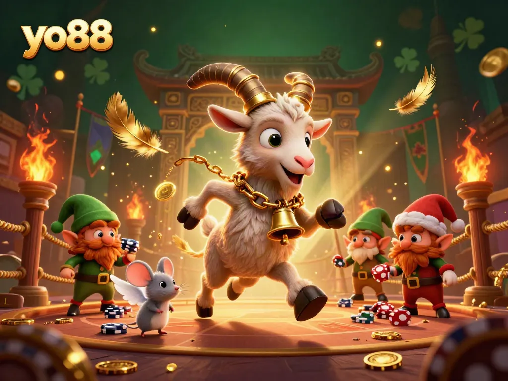 Engage in the thrilling atmosphere of yo88 where Krampus oversees a vibrant holiday-horror casino scene.