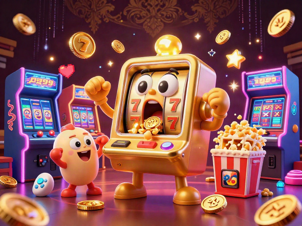 Engage with pg99's exciting 3D slot jackpot celebration featuring sparkling coins and cheering machines!