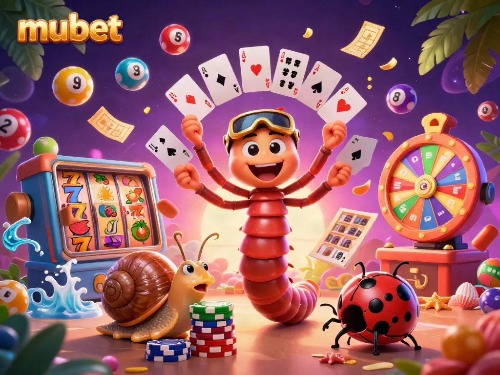 Experience thrilling baccarat action at mubet with a vibrant cartoon casino scene filled with joy.