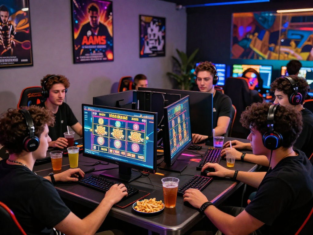 Giocatori divertenti in un'atmosfera vivace mentre esplorano giochi di slots non AAMS.