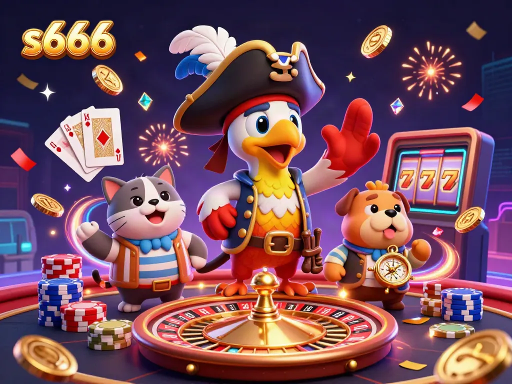 Experience thrilling gameplay with s666, featuring an exciting pirate-themed casino scene full of vibrant characters and dynamic elements.