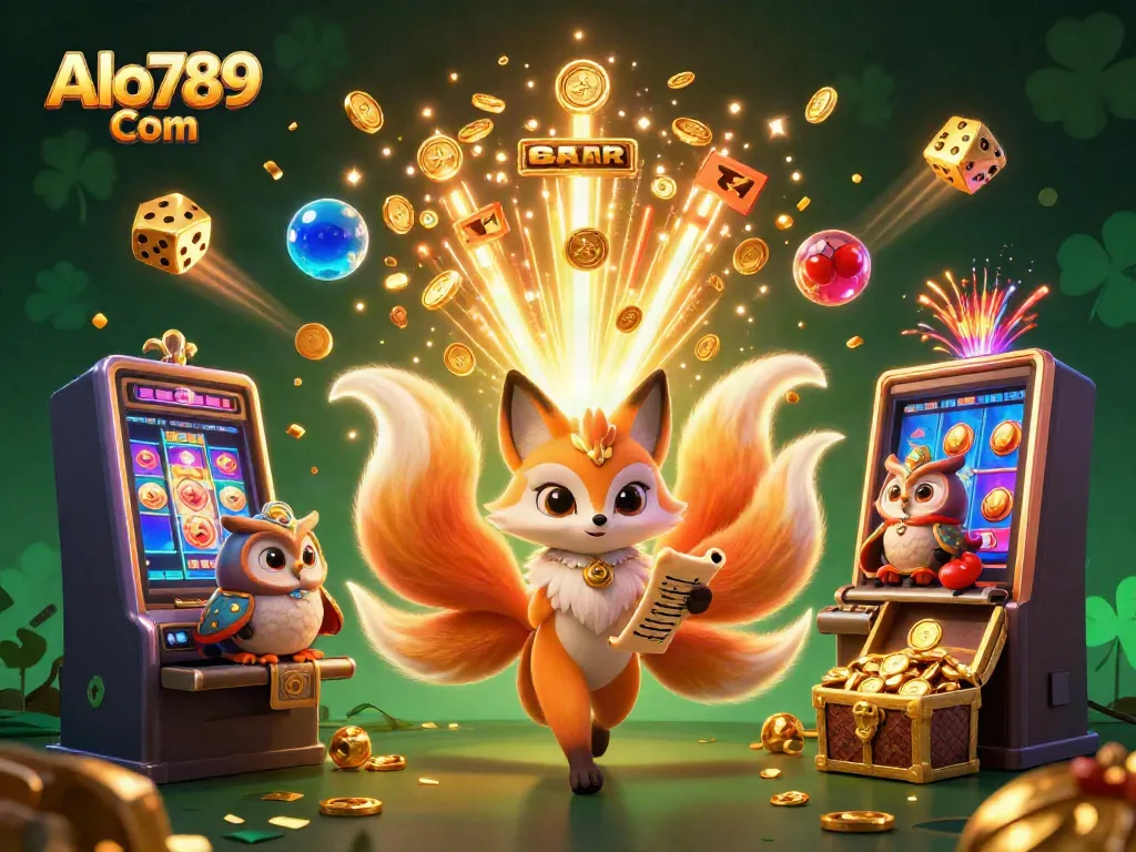 Engage in thrilling online play with Alo789 Com's lively 3D gaming scene featuring exciting casino elements.