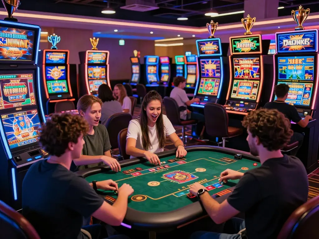 Exciting gaming atmosphere at https://man88pro.com/ showcasing diverse players engaging in vibrant online casino games.