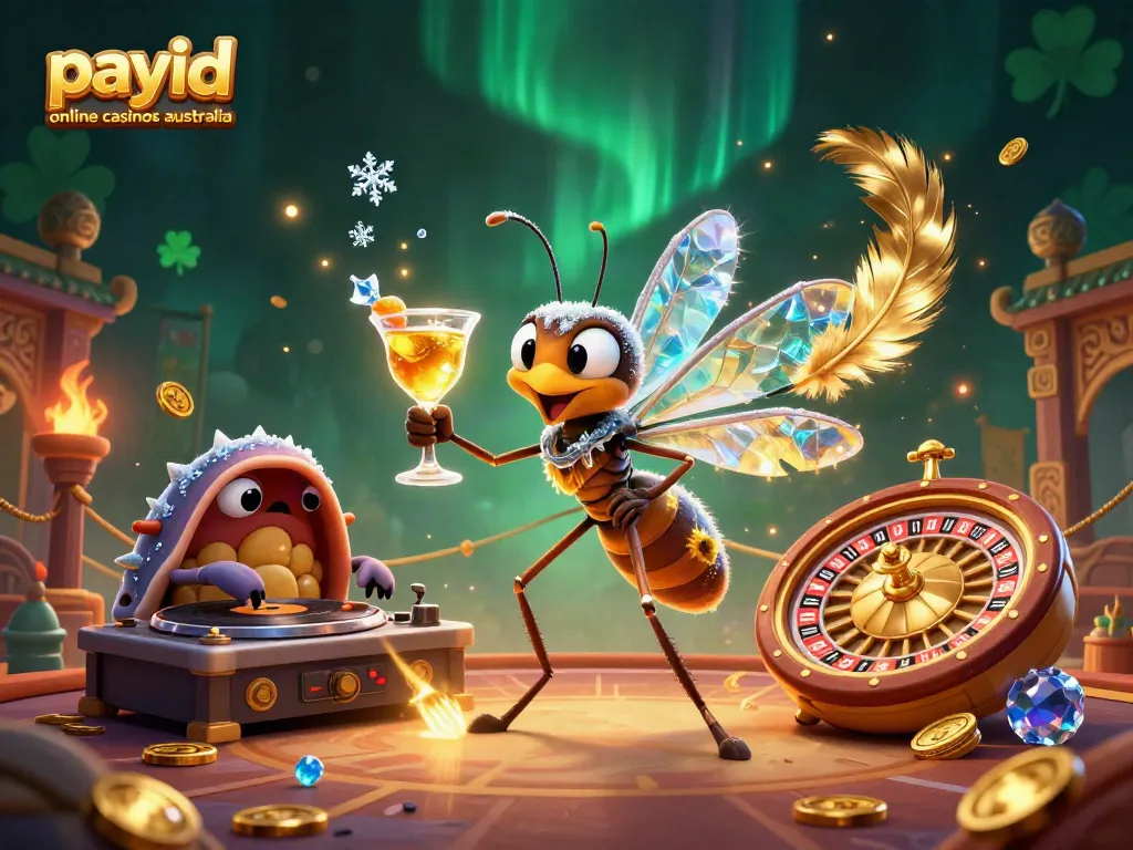 Experience engaging action at payid online casinos australia with vibrant casino-themed characters and elements.